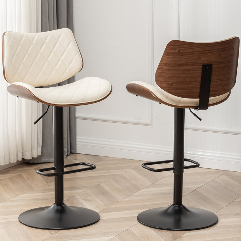 Height Adjustable Swivel Bar Stool, Beige