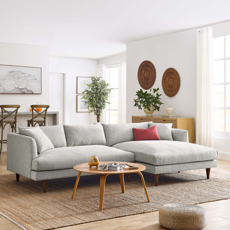 Modway Zoya 2 - Piece Upholstered Sectional, Gray 100% Polyester, Right Hand Facing