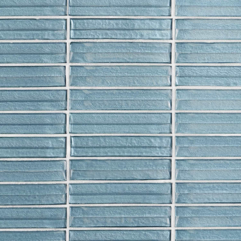 Maya Stacked 12x12 Polished Glass Mosaic Tile, Stacked Sky
