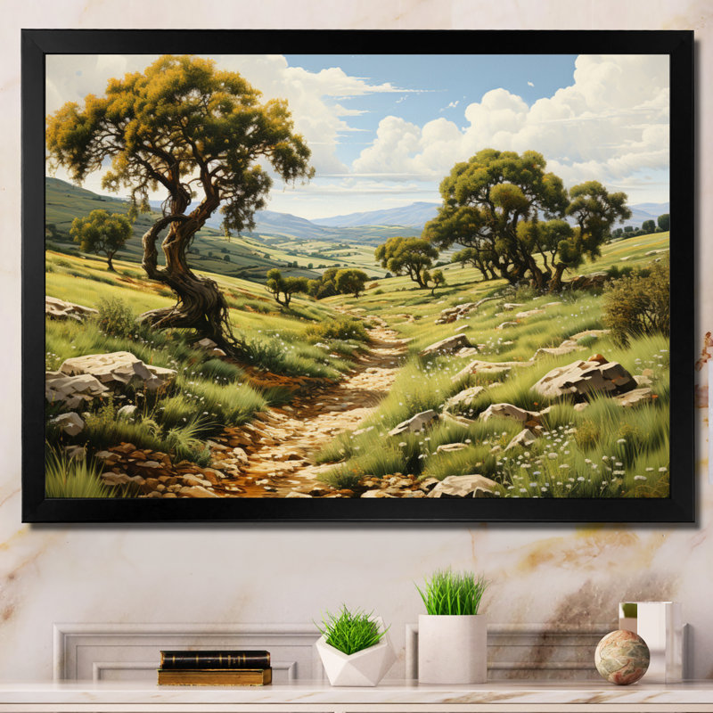 Spain Olive Groves In Andalusiain I - Landscapes Wall Art Prints, H 30 po x l 40 po x P 1,5 po, Cadre simple noir