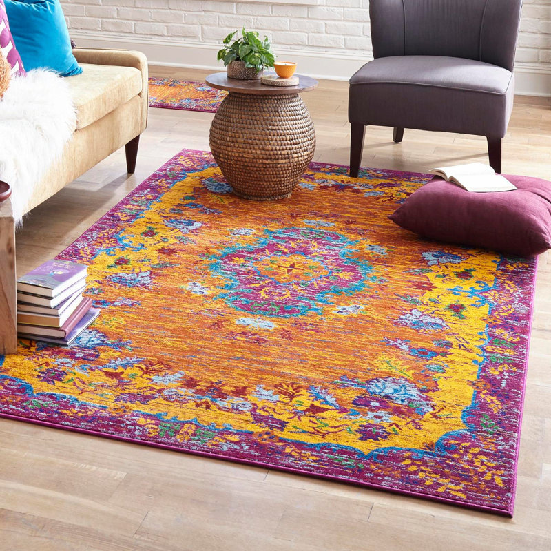 Tapis orange Calypso Orange_Unique Loom, Rectangle 4 pi x 6 pi