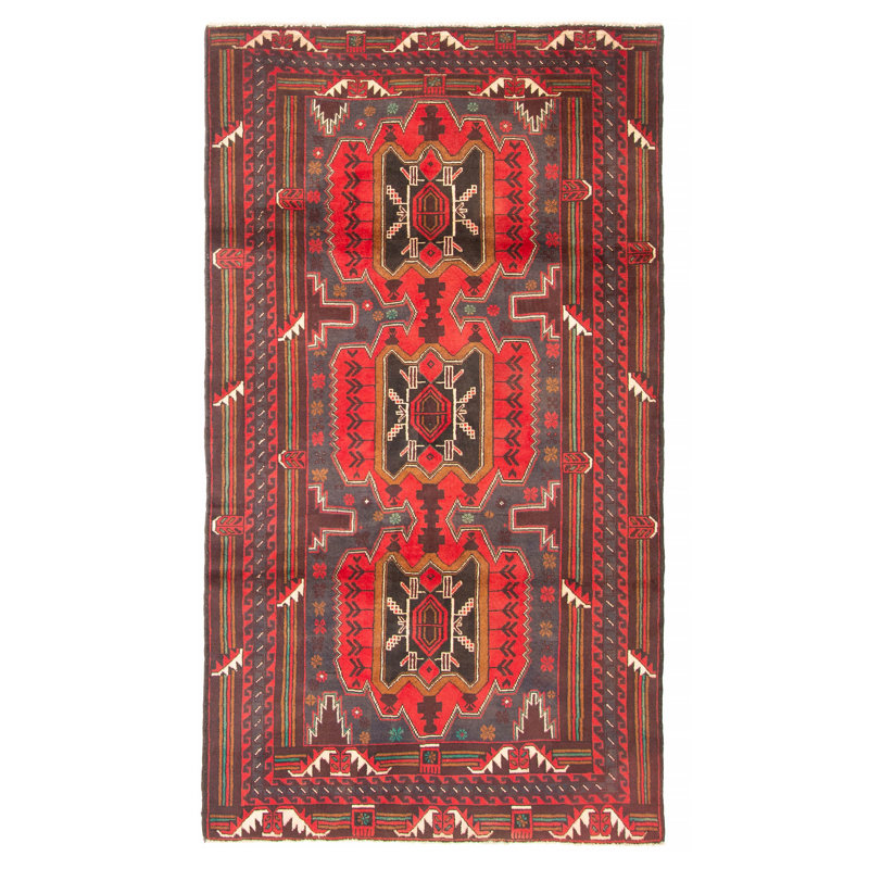 Tapis rouge Teimani 3 pi 8 po x 6 pi 9 po