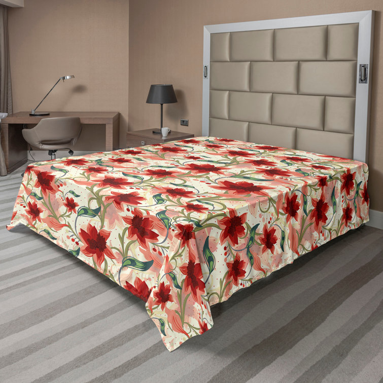 Ambesonne, drap plat floral pivoines, art botanique printanier