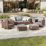 Sinkler 6 Piece Wicker Sofa Seating Group with Cushions and Rocking Swivel Chairs