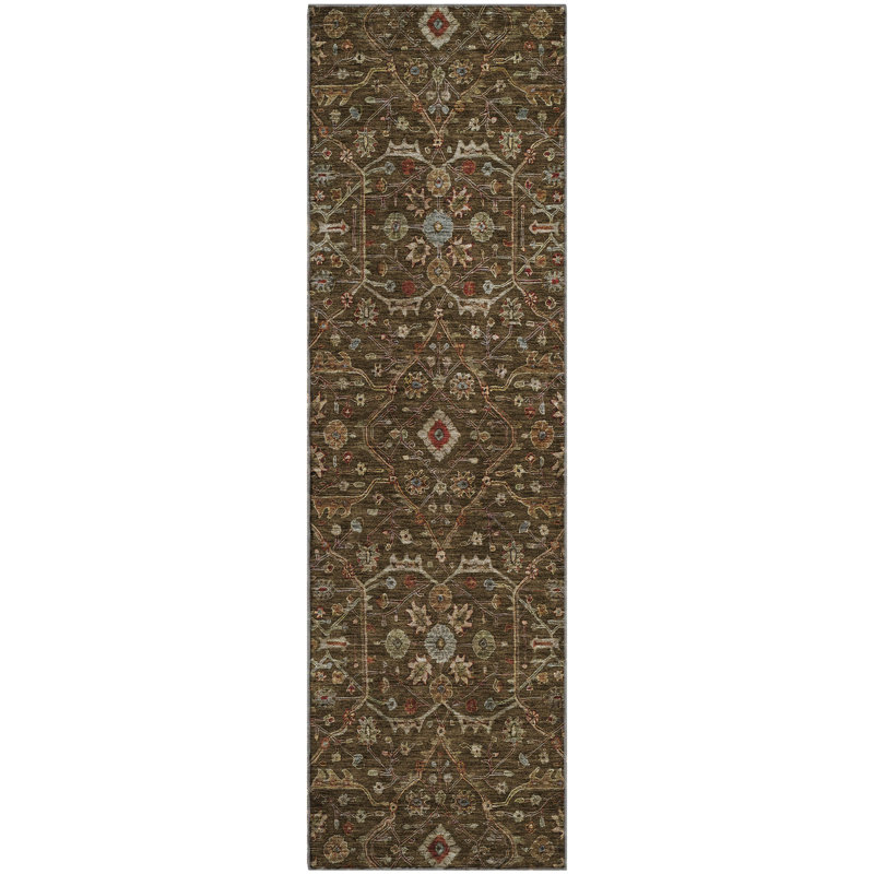 Premium Machine Washable Ducote AMF1130 Global Rug, Tapis de couloir 2 pi 3 po x 7 pi 6 po