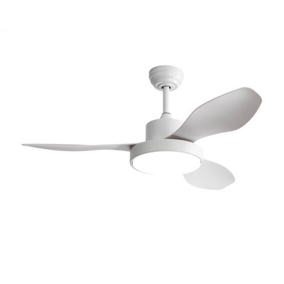 47 Inch Ceiling Fan With 22W LED Light And Remote Control 6 Speeds Reversible DC Motor White For Living Room Bedroom
