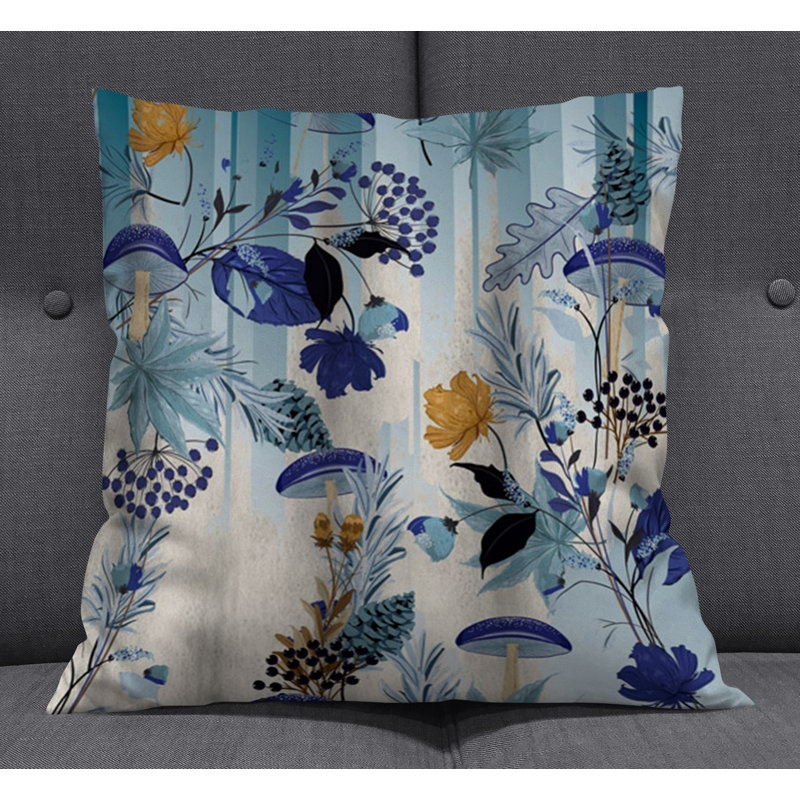 Throw Pillow With Insert, Blue Floral 3, 20"H x 20"W