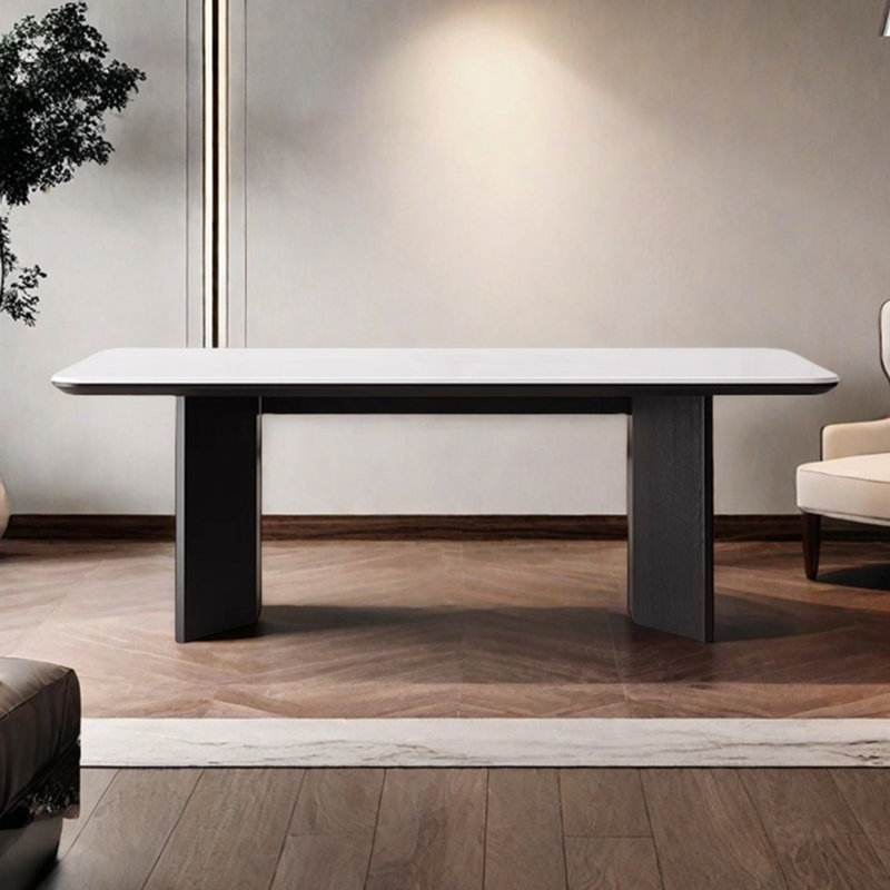 Nordic solid wood minimalist rock table, 29.53"H x 70.87"L x 35.43"W