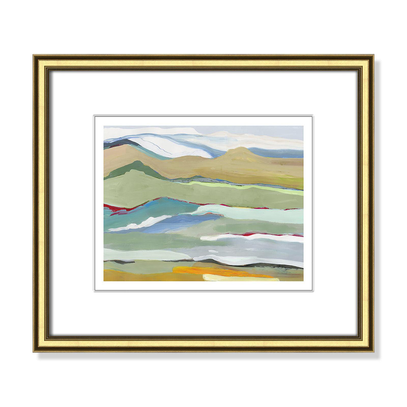 Goodbye Summer on the Hills - Picture Frame Painting, 14.25" H x 16.25" W x 0.88" D, Gold Framed