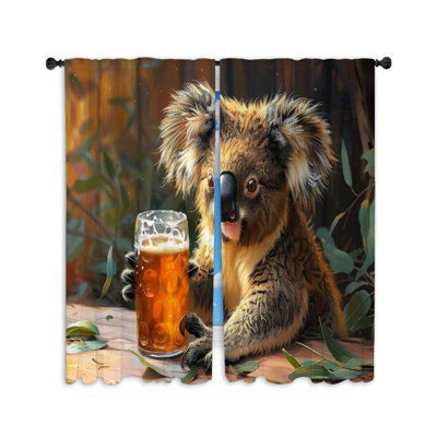 Koala With Beer Room Darkening Curtain Pair