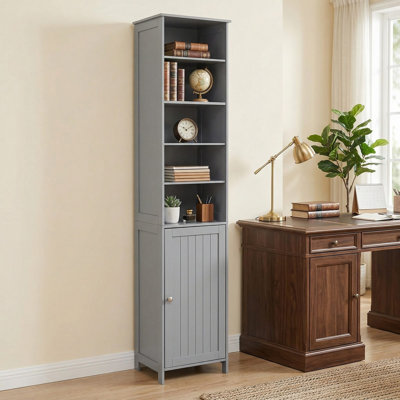 Large Capacity 72 Inch Tall Freestanding Bathroom Storage Cabinet With Adjustable Internal Shelves For Bathroom
