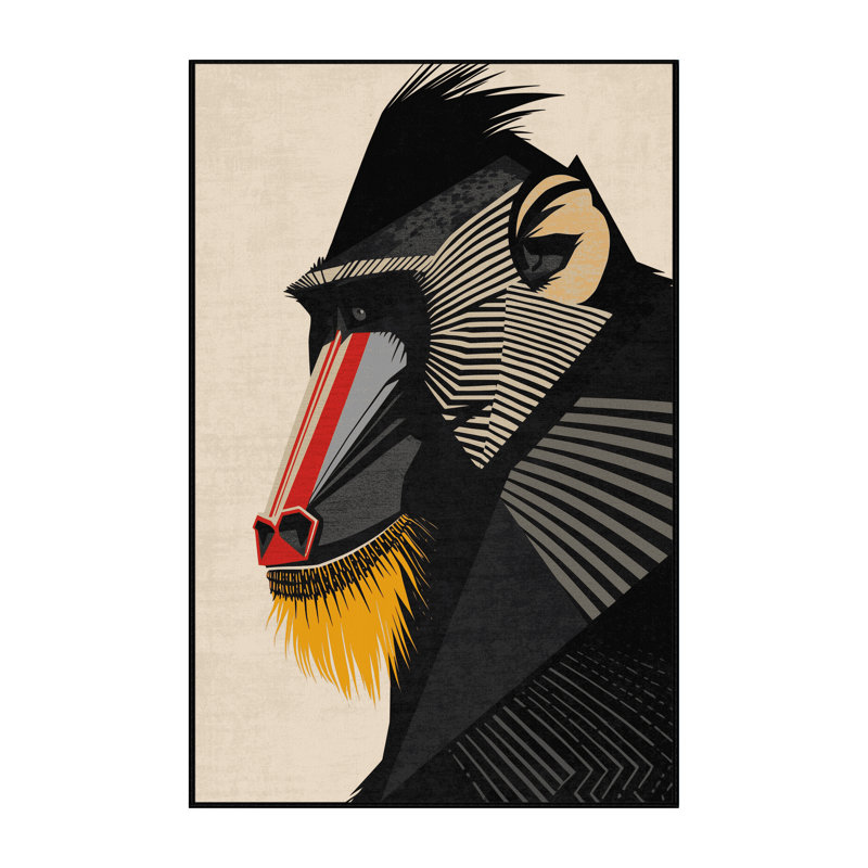 Tapis gris délavé à la machine Pavli Mandrill, 8 x 12