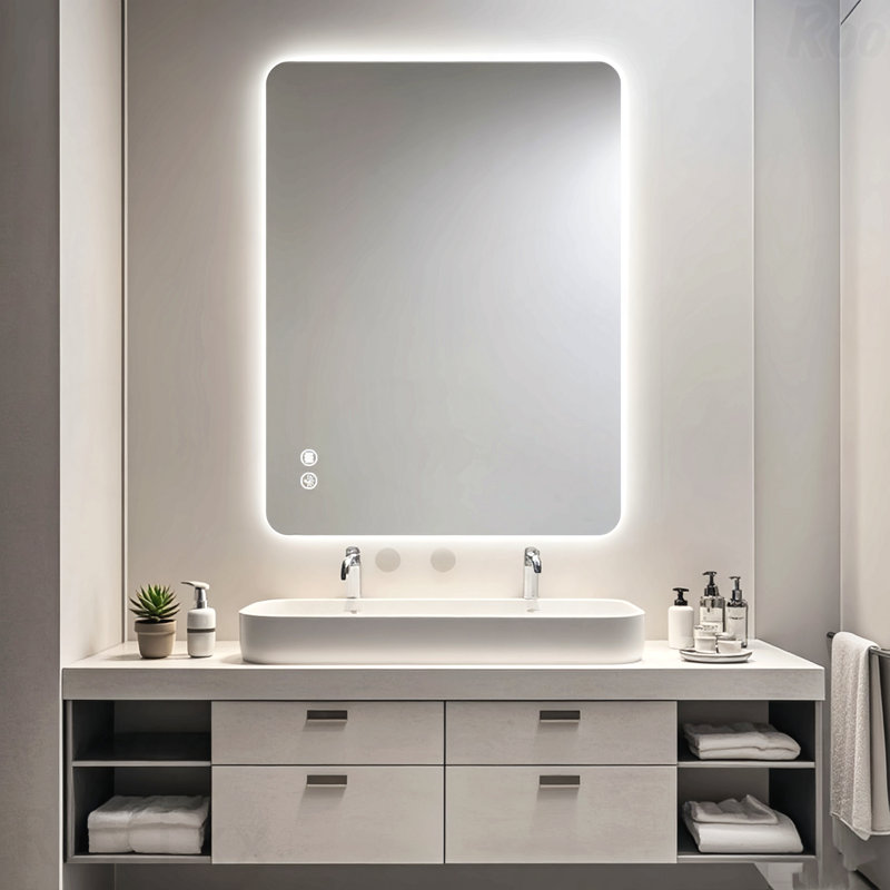 Rectangular Backlit Bathroom Accent Mirror