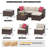 5-Piece Rattan Patio Sectional Set with Cushions & Glass Table, Brown/White-1659509576-1659509589
