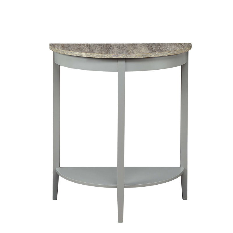 Table - Natural Oak & Gray Finish, With Versatile Storage Space Half-moon Console Practical