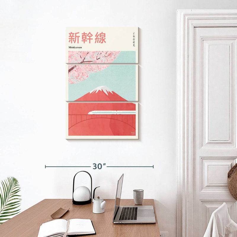 Affiche de voyage rétro Nicci, Japon, Mont Fuji, H 32 po x l 20 po