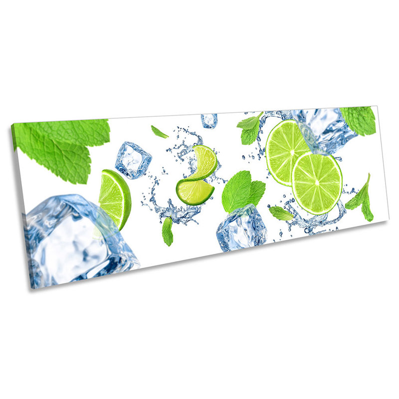 Z5750 Lime Slices Ice Cubes Kitchen Panoramic - Wrapped Canvas Panoramic Print, 30.48cm H x 91.44cm W