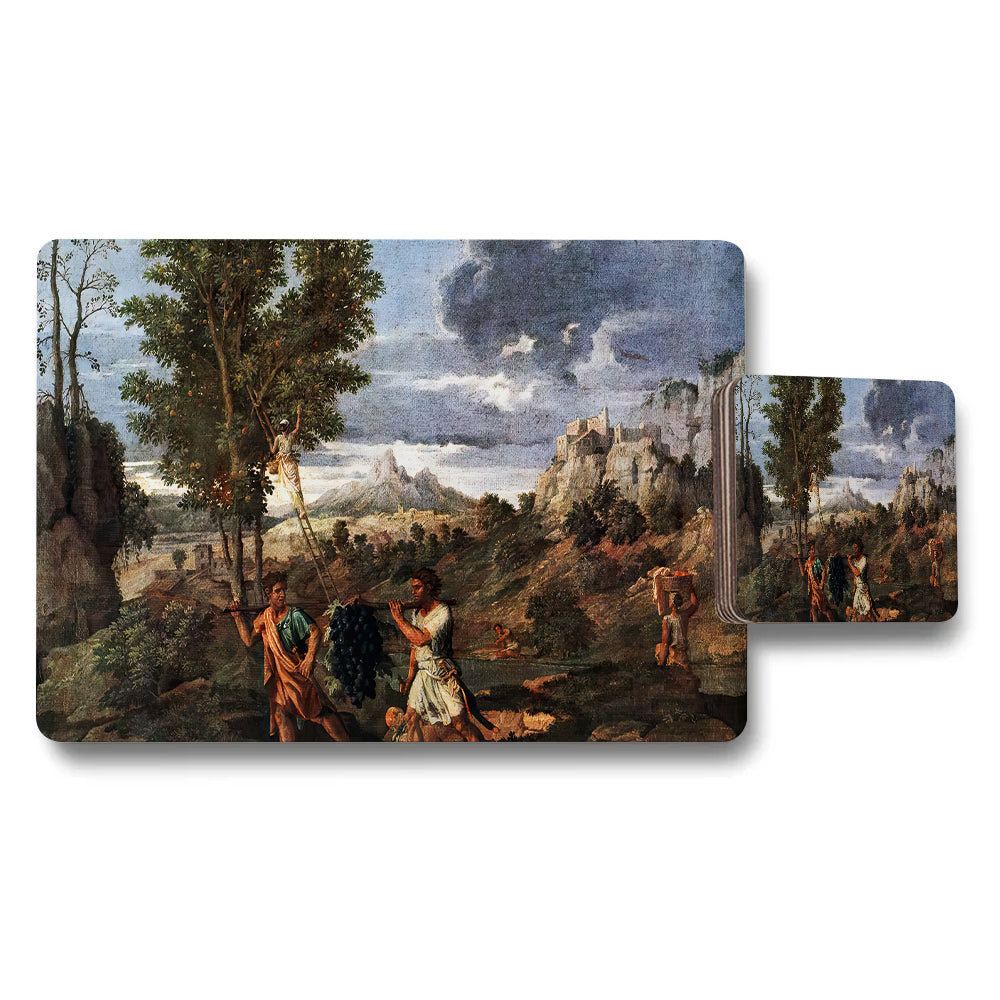 Vintage Landscape Placemats And Coaster Set For Dining Table