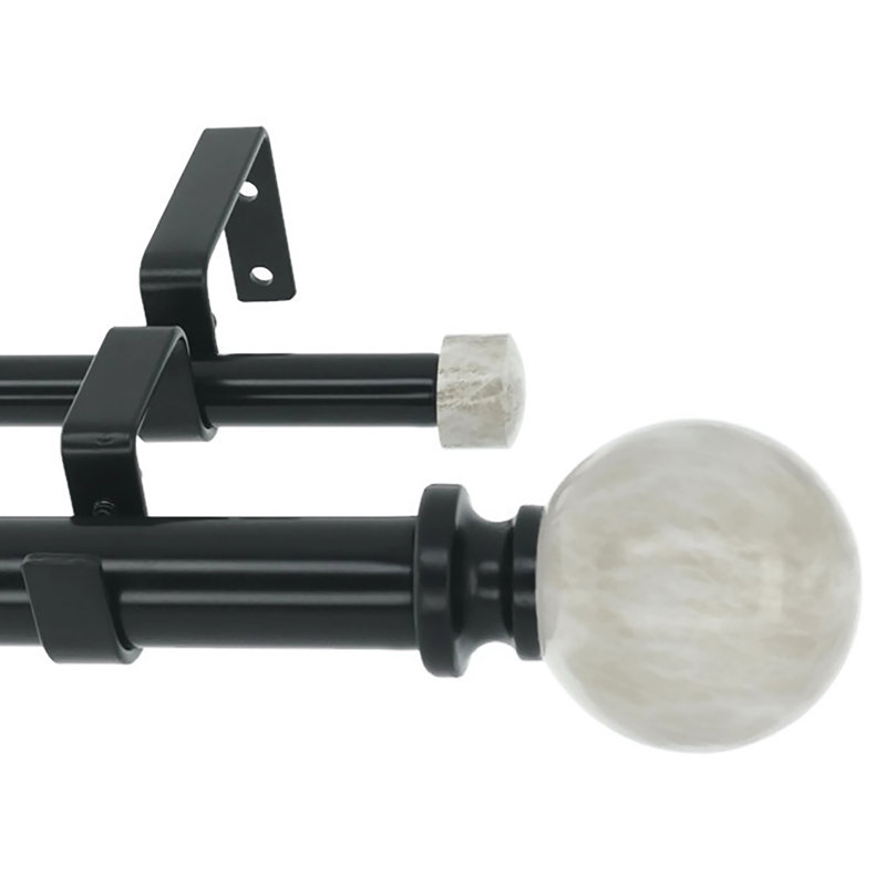Tringle à rideaux double réglable 1 po, Noir, 48" - 84"