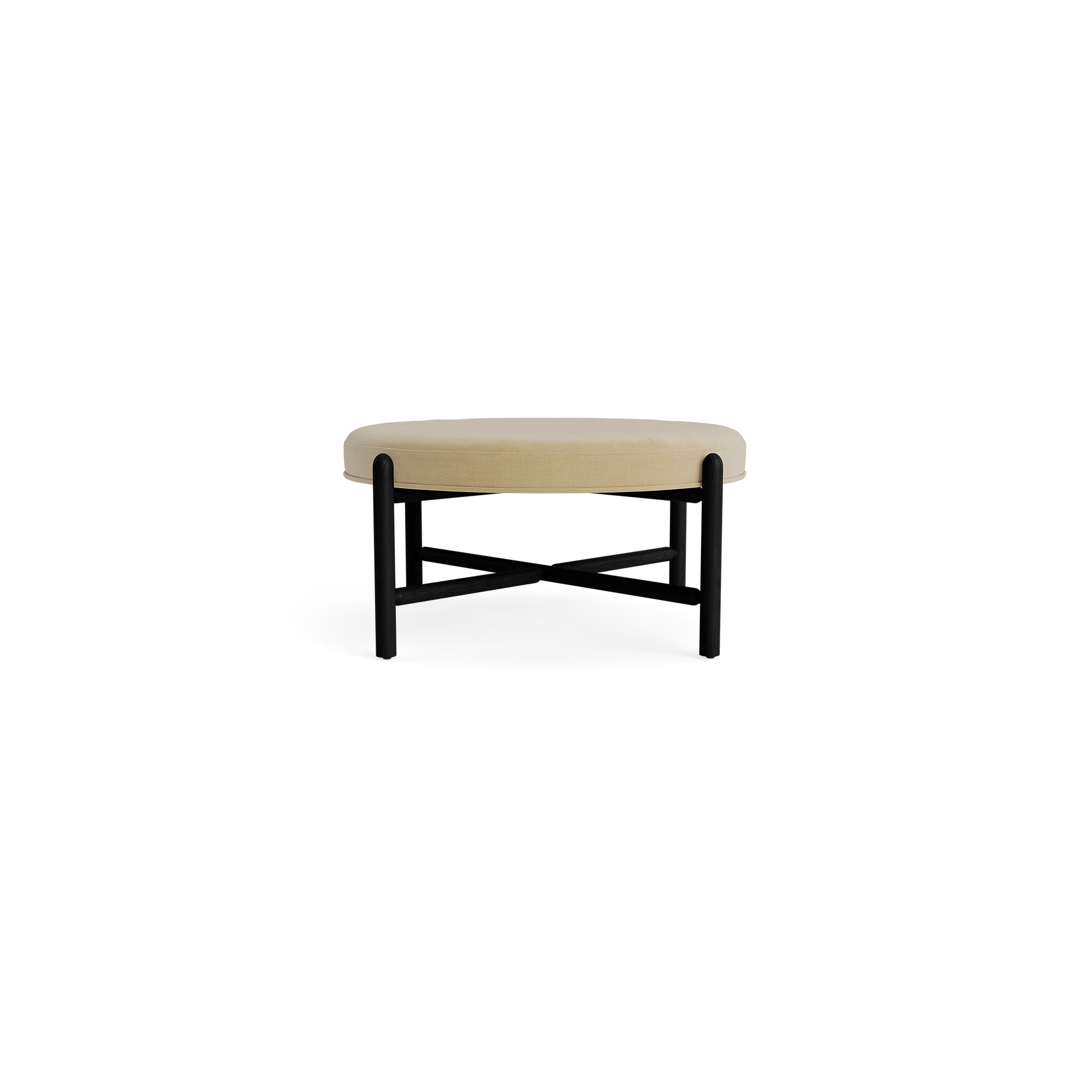 Vane 36" Round Ottoman, Black, Khaki