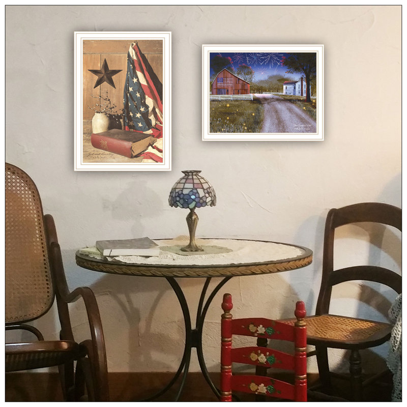 Trendy Decor 4U 2- Piece Vignette Star Spangled Night, God & Country Wall Art For Living Room, Bedroom Wall Art Print For Home Decor By Billy Jacobs