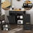 13 Gallon Tilt Out Trash Can Cabinet with Charging Station, Freestanding Hidden Garbage Can Cabinet with Adjustable Shelf, Wooden Cabinet for Kitchen and Laundry Hamper-1794242318