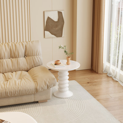 58 cm Cream White Round Side Table