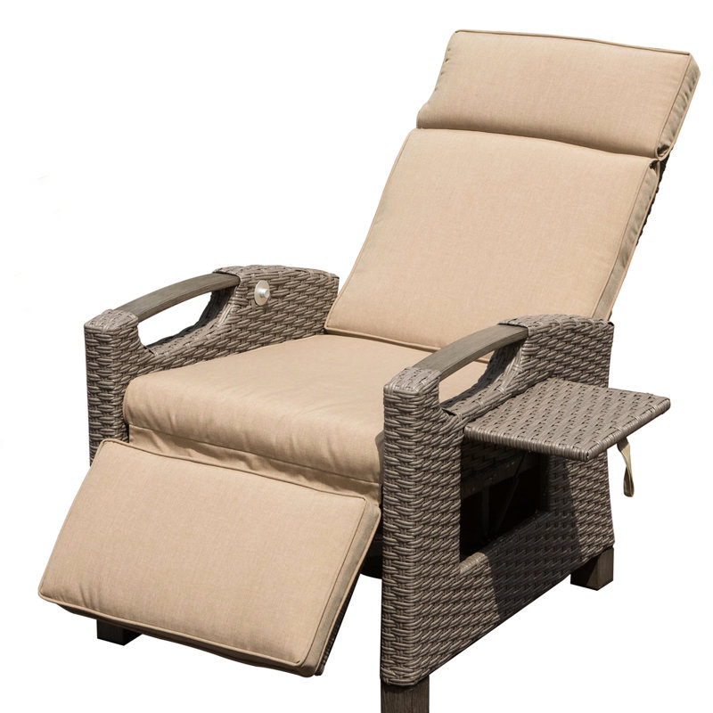 Méridienne d'extérieur inclinable avec motif - beige, tissé à la main, coussins confortables, inclinable réglable tissé à la main, angle, épais pour les loisirs