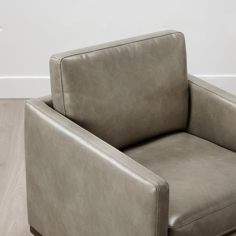 Benten Upholstered Swivel Armchair, Light Gray Faux Leather