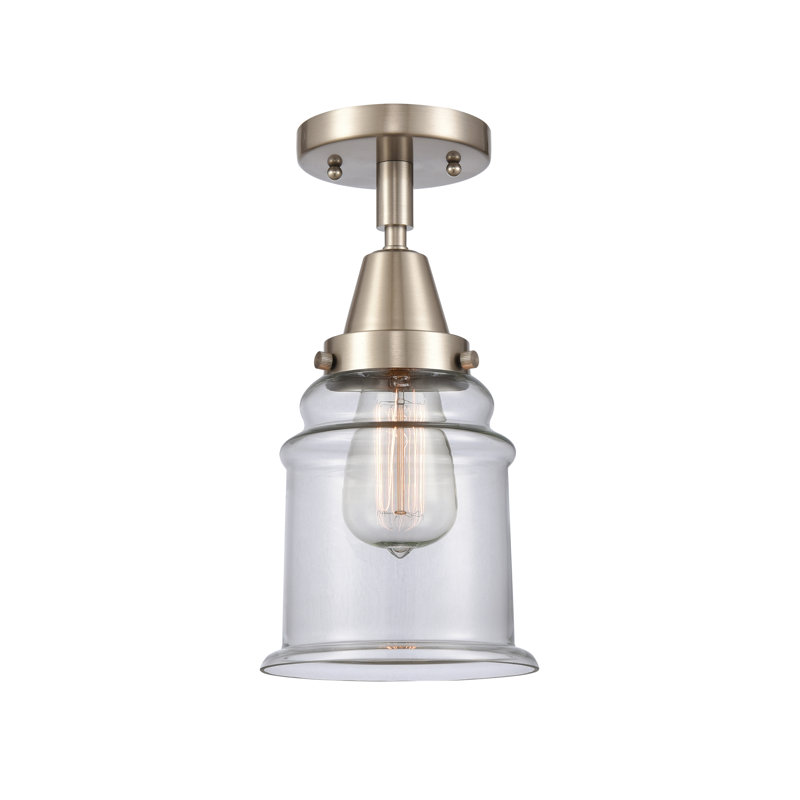 Plafonnier semi-encastré en verre Alvi, Nickel satiné brossé, H 10 po x l 6 po x P 6 po, Transparent
