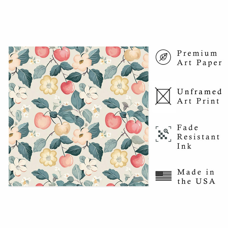 «Food and Kitchen Apples Motif V», reproduction d'art moderne sans cadre, H 20 po x l 20 po