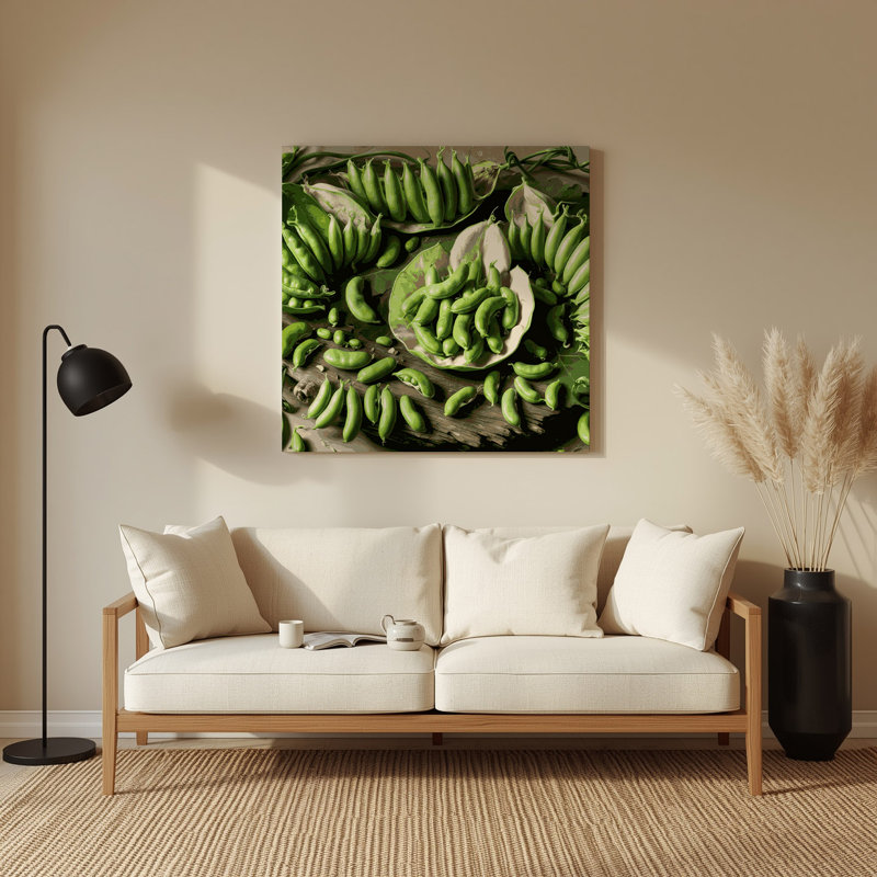 Légumes, fava, haricots, art mural en métal vert, H 16 po x l 16 po