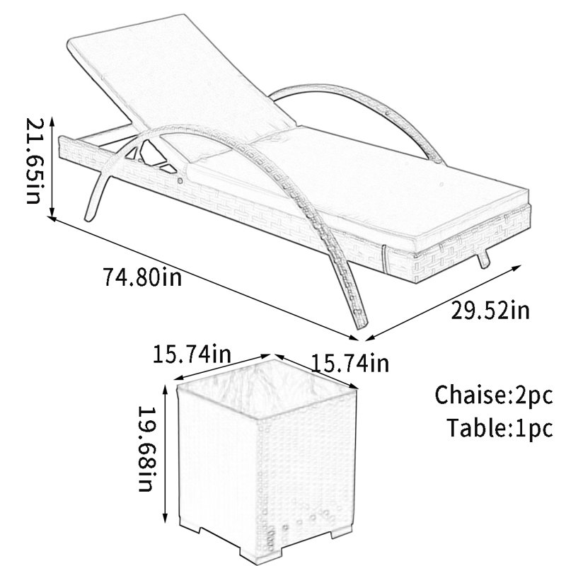 Ensemble de chaises longues d'extérieur avec table