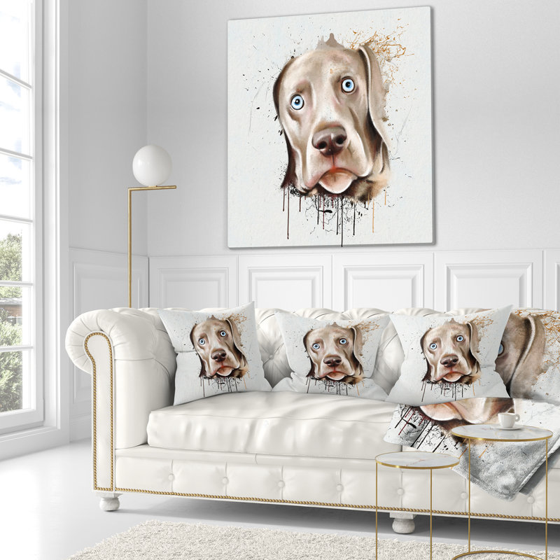 Portrait d'un chien mignon - aquarelle, 16 po x 1 po, Coussin décoratif
