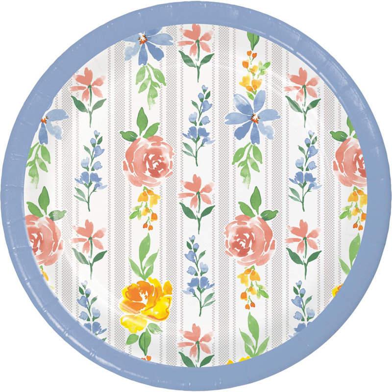 Creative Converting Spring Cottage Floral Tableware Kit, Serves 8