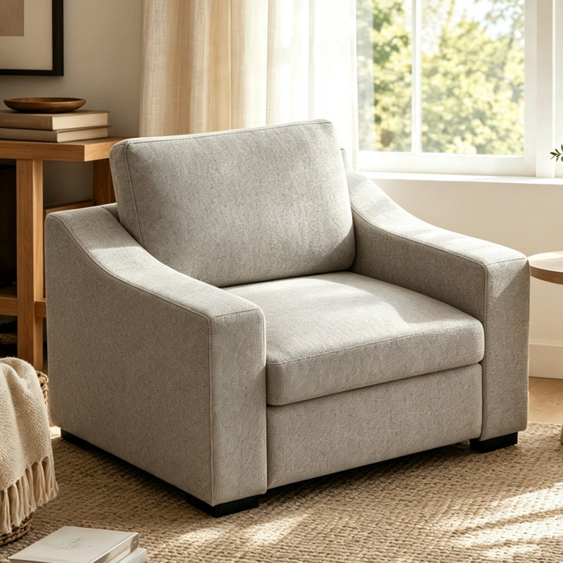 Chaise large et demi Stutsman CAL117, Mélange de polyester brun clair