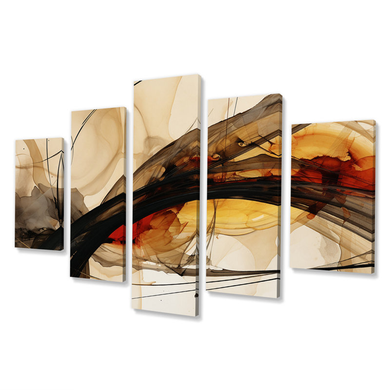 Conversations of the Earth Dynamic Shapes IV - Abstract Shapes Reproduction d'art mural - 5 panneaux