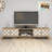 Modern TV Stand with Numerous Shelves, Walnut & Cream, 70.9 x 17.3 x 13.8 inches | 100% Melamine Coated Particle Board, Thickness: 0.7 inches | Wall-Mountable, Stylish Geometric Design, Durable Plastic Legs-1535905270