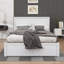 Lit plateforme avec rangement gigogne blanc et tablettes coulissantes blanches - Mobilier de chambre en bois massif-794955510