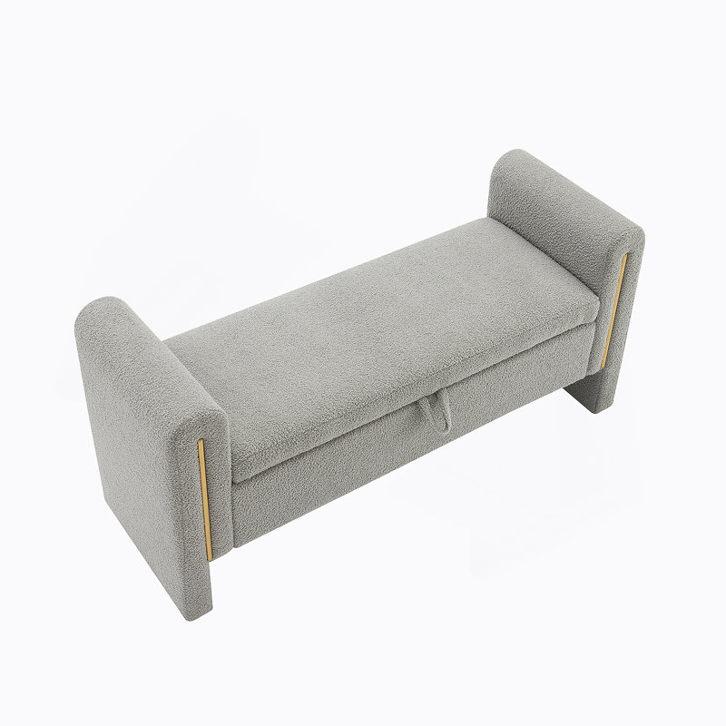Banc de bout avec accoudoirs et rangement Modern Teddy, Gris