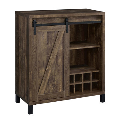 Bar 42 po avec porte coulissante simple, deux tablettes ouvertes, noir