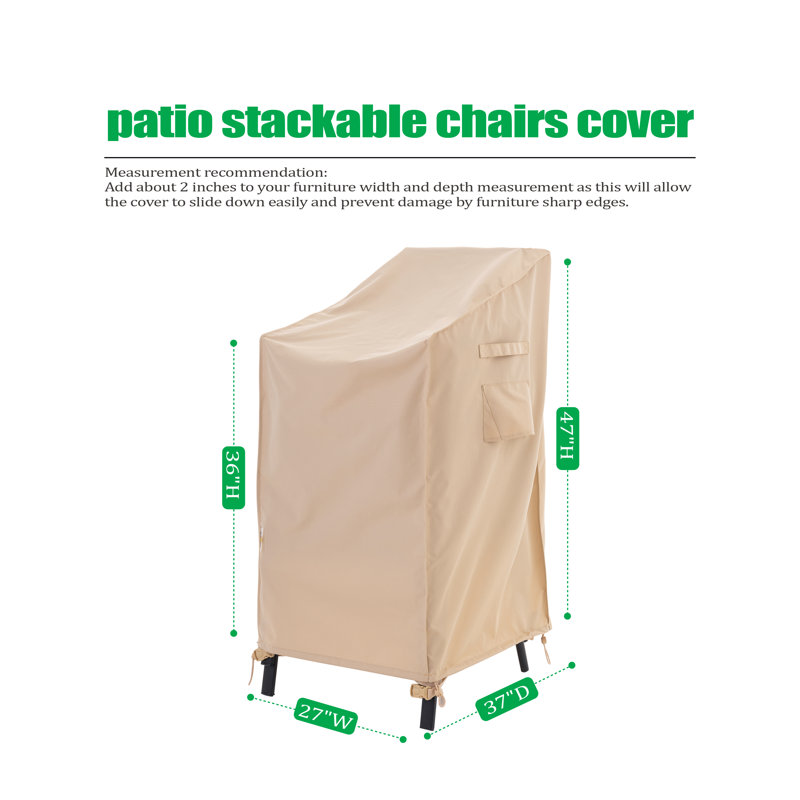 Premium Waterproof Outdoor Patio Chair Cover: Latest Rip-Stop Fabric, 3-Year Warranty - 27"W × 34"D × 41"H, Beige