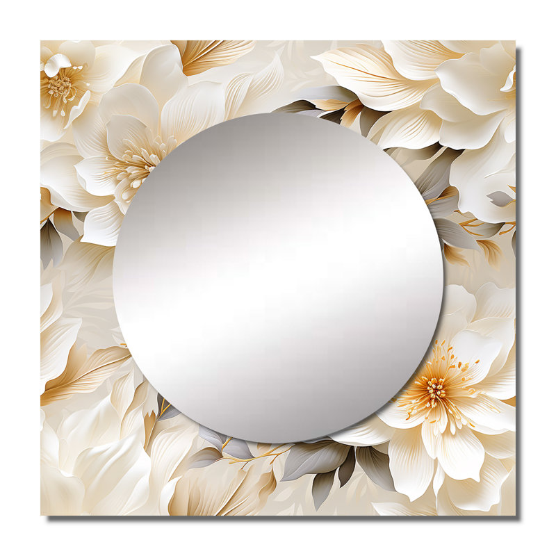 Motif bohémien blanc à motif de fleurs de chrysanthème, 23 po x 23 po