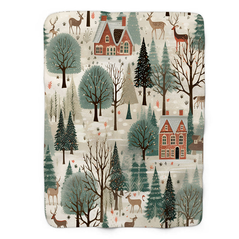 Yuletide Village - Couverture Sherpa de qualité supérieure 1 pièce WB_FL_100624_0191, L 50 po x L 60 po