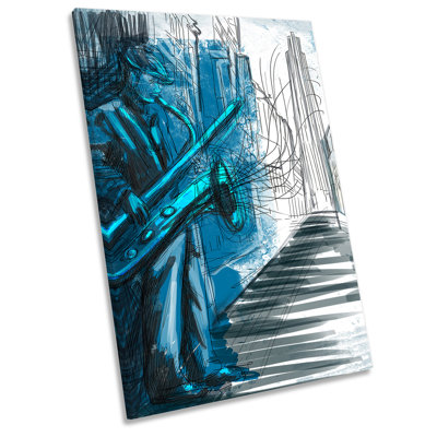 Jazz Saxophone City Music Print - Wrapped Canvas Art Prints