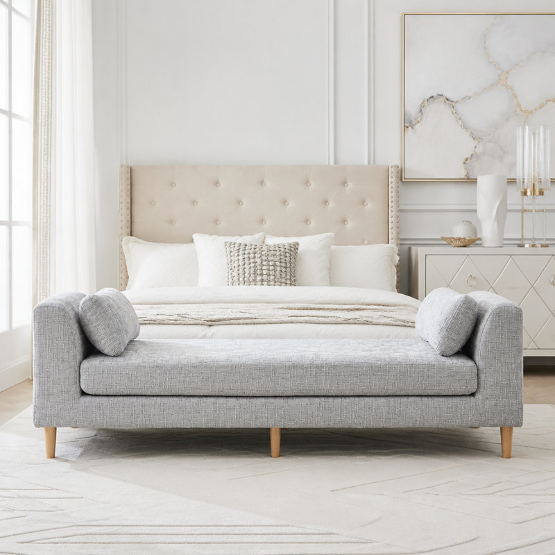Banc en chenille moderne avec coussins, Grey