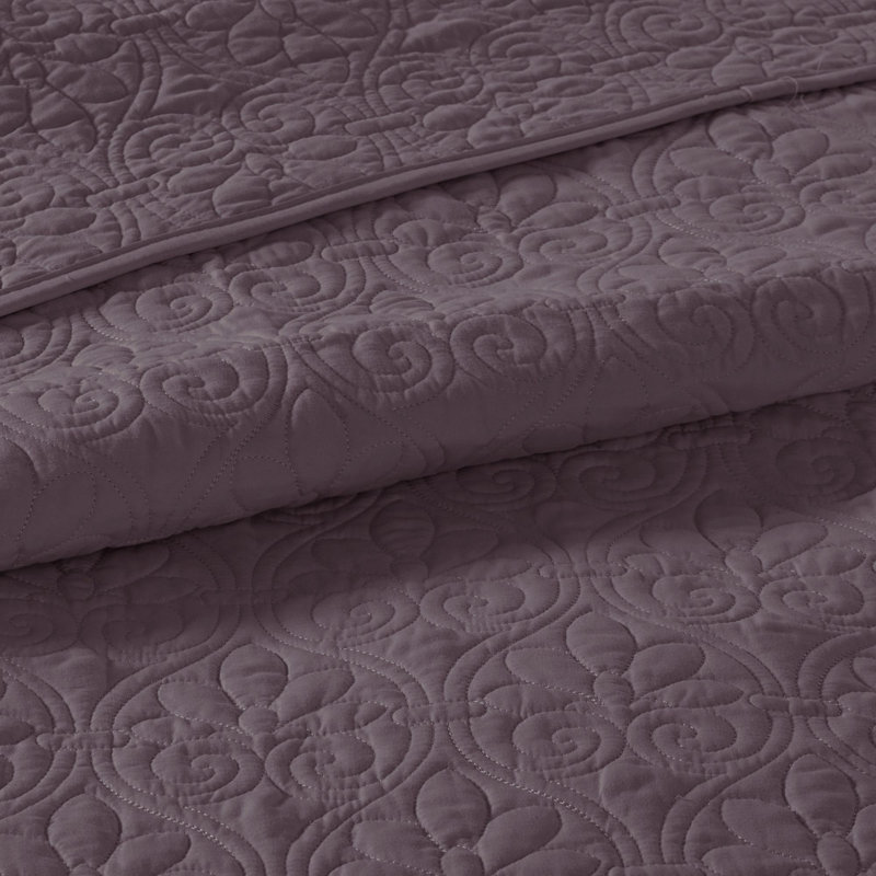 Ensemble de courtepointe réversible 4 pièces, Courtepointe pour très grand lit + 2 tailles déc, Mauve