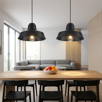 2-ligh11.8" Farmhouse Kitchen Island Light, Matte Black Industrial Pendant Lighting, Modern Pendant Lights