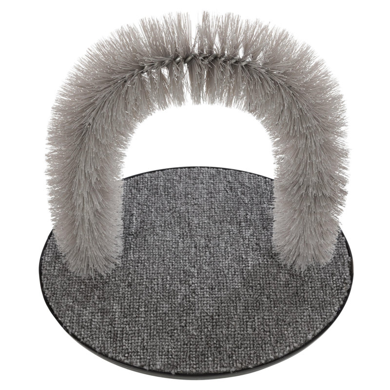 Gray Carpet Cat Scratcher with Self Grooming Arch
