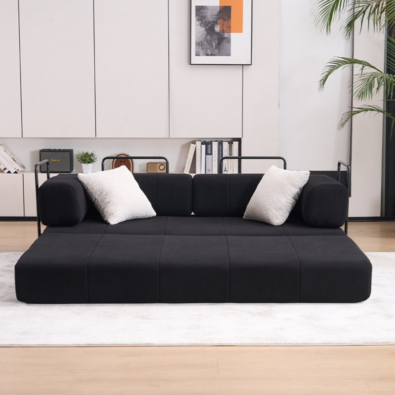Canapé-lit pliant, canapé-lit convertible de 78,5 po avec 2 coussins, canapé-lit pliant, matelas à ressorts en mousse, canapé futon pour salon, bureau, appartement
